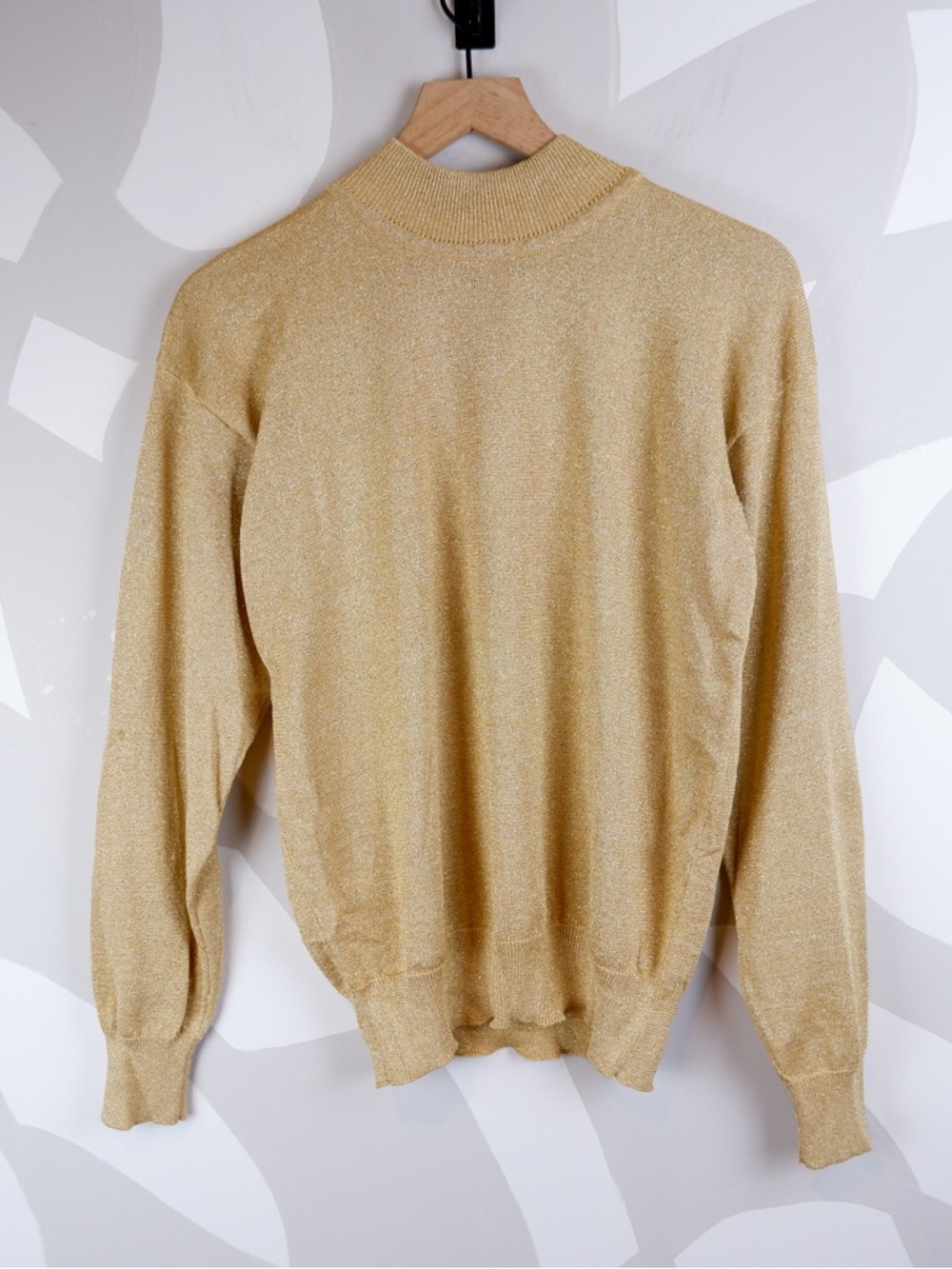 Vintage 90's Robert Scott Ltd Metallic Gold Mock Neck Sweater | M